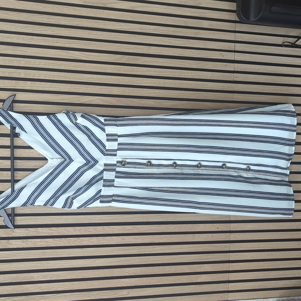 Crystal Sky White and Blue Striped Dress - Small